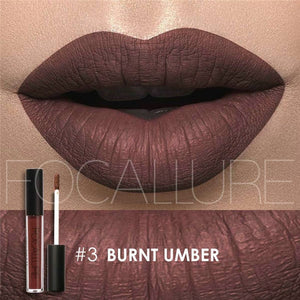 FOCALLURE Lipstick Lip Makeup Long Lasting Pigment Nude Gold Metallic Lipgloss Matte Liquid Velvet Metal Lipstick 25 Colors