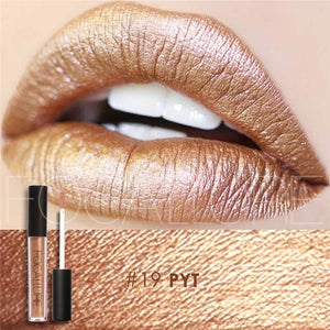 FOCALLURE Lipstick Lip Makeup Long Lasting Pigment Nude Gold Metallic Lipgloss Matte Liquid Velvet Metal Lipstick 25 Colors