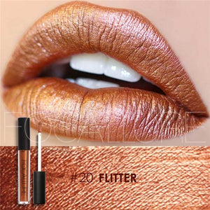 FOCALLURE Lipstick Lip Makeup Long Lasting Pigment Nude Gold Metallic Lipgloss Matte Liquid Velvet Metal Lipstick 25 Colors