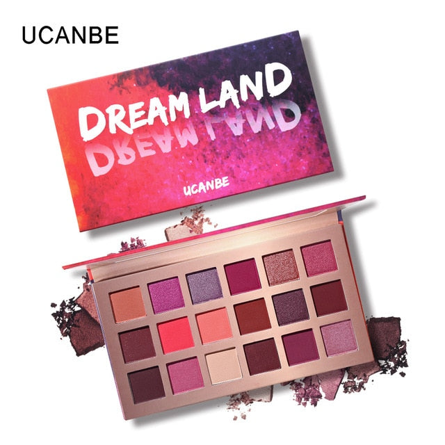 Ucanbe 18 Colors Nude Matte Eyeshadow Aromas Palette Brighten Glitter Long-lasting Shimmer Eye Shadow Waterproof Cosmetics TSLM2