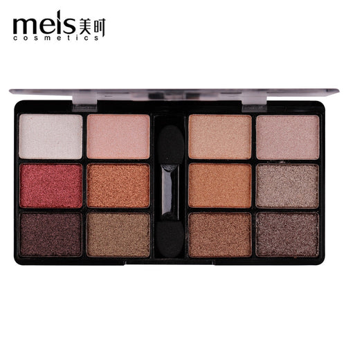 MEIS New Arrival Charming Eyeshadow 12 Color Eye shadow Palette Make up Palette Shimmer Pigmented EyeShadow Powder Fashion Color