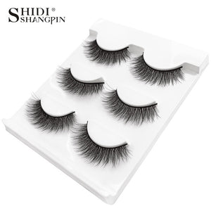 New 3 pairs natural false eyelashes fake lashes long makeup 3d mink lashes extension eyelash mink eyelashes for beauty #X11