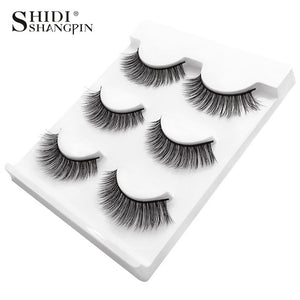 New 3 pairs natural false eyelashes fake lashes long makeup 3d mink lashes extension eyelash mink eyelashes for beauty #X11