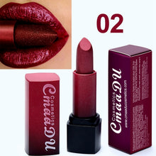 Load image into Gallery viewer, Metallic Color Lipstick Long Lasting Makeup Waterproof Lip Stick Mate Metal Shimmer Sexy Red Lips Make Up Women