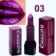 Load image into Gallery viewer, Metallic Color Lipstick Long Lasting Makeup Waterproof Lip Stick Mate Metal Shimmer Sexy Red Lips Make Up Women