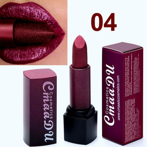 Metallic Color Lipstick Long Lasting Makeup Waterproof Lip Stick Mate Metal Shimmer Sexy Red Lips Make Up Women