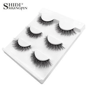 New 3 pairs natural false eyelashes fake lashes long makeup 3d mink lashes extension eyelash mink eyelashes for beauty #X11