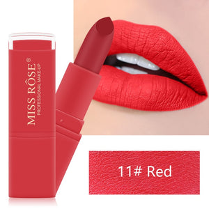 MISS ROSE 12 Colors Matte Lipstick makeup Long Lasting Waterproof lip gloss Gifts for Women Beauty Cosmetic maquillaje TSLM1