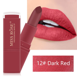 MISS ROSE 12 Colors Matte Lipstick makeup Long Lasting Waterproof lip gloss Gifts for Women Beauty Cosmetic maquillaje TSLM1