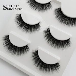 New 1 box 3 pairs Natural Long Eye Lashes 3D Multi-layer Curling Cross False Eyelashes Daily Dating Makeup Tools Fake Eyelashes