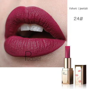 Pudaier Matte Lipstick Waterproof Lip Makeup 26Colors Long Lasting Moisturizer Lip Tint Black Pigment Sexy rouge a levre mat