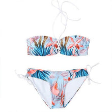 Load image into Gallery viewer, Sexy Printed Bekini Women Blue Leaf Designed Swimwear High Quality Women Swimming Wear Push Up Beachwear