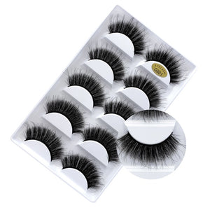 MB  5 pairs Mink Eyelashes 3D False lashes Thick Crisscross Makeup Eyelash Extension Natural Volume Soft Fake Eye Lashes