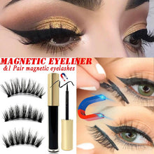 Load image into Gallery viewer, natural 3D mink Eyelashes Magnetic Eyeliner false Eyelashes 5D Fake Eyelash extension magnet lash Eye Lashes makeup