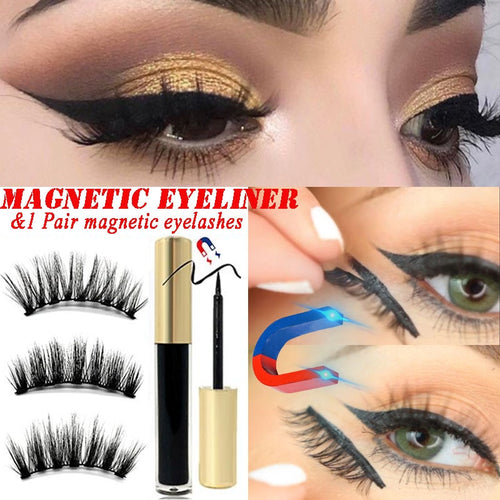 natural 3D mink Eyelashes Magnetic Eyeliner false Eyelashes 5D Fake Eyelash extension magnet lash Eye Lashes makeup