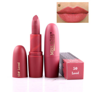 New MISS ROSE Lipstick Matte Waterproof Velvet Lip Stick 18 Colors Sexy Red Brown Pigments Makeup  Beauty