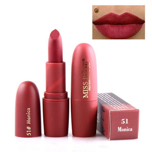 New MISS ROSE Lipstick Matte Waterproof Velvet Lip Stick 18 Colors Sexy Red Brown Pigments Makeup  Beauty