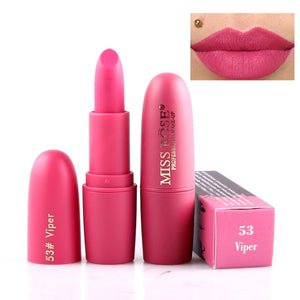 New MISS ROSE Lipstick Matte Waterproof Velvet Lip Stick 18 Colors Sexy Red Brown Pigments Makeup  Beauty