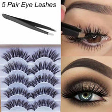 Load image into Gallery viewer, 5 Pairs New Fashion Women Soft Natural Long Cross Fake Eye Lashes Handmade Thick False Eyelashes Extension Beauty Makeup Tools