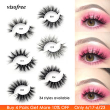 Load image into Gallery viewer, Visofree Mink Lashes 3D Mink Eyelashes 100% Cruelty free Lashes Handmade Reusable Natural Eyelashes Popular False Lashes Makeup
