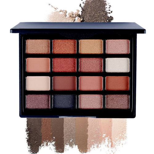 Popfeel 16 Color Eye Shadow Palette with Brush Waterproof Smudge Desert Dusk Matte Shimmer Smoky Eyeshadow Powder Palette TSLM1